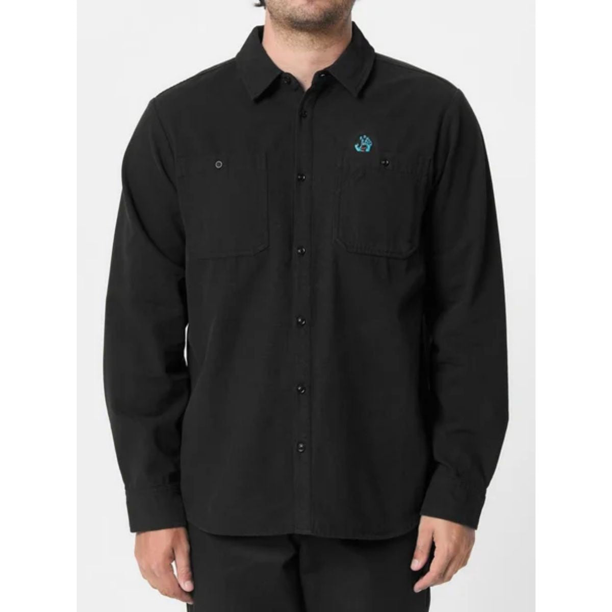 Camisa Santa Cruz Screaming Hand Utility Button Up Top Negra