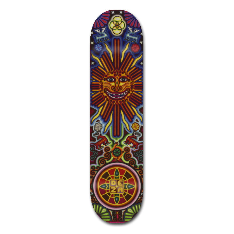 Tabla garantizada para su uso Profesional, compuesta de 7 capas de maple de Norte América. Serie inspirada en el Arte Huichol Mexicano. Arte orginal huichol realizado por artesano Roberto León y luego pasados a digital.